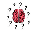 Two hemispheres of the brain on a white background. Question mark. Vector Royalty Free Stock Photo